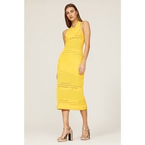 ESTEBAN CORTAZAR x RTR Yellow Knit Crochet Crew Neck Sleeveless Dress size M